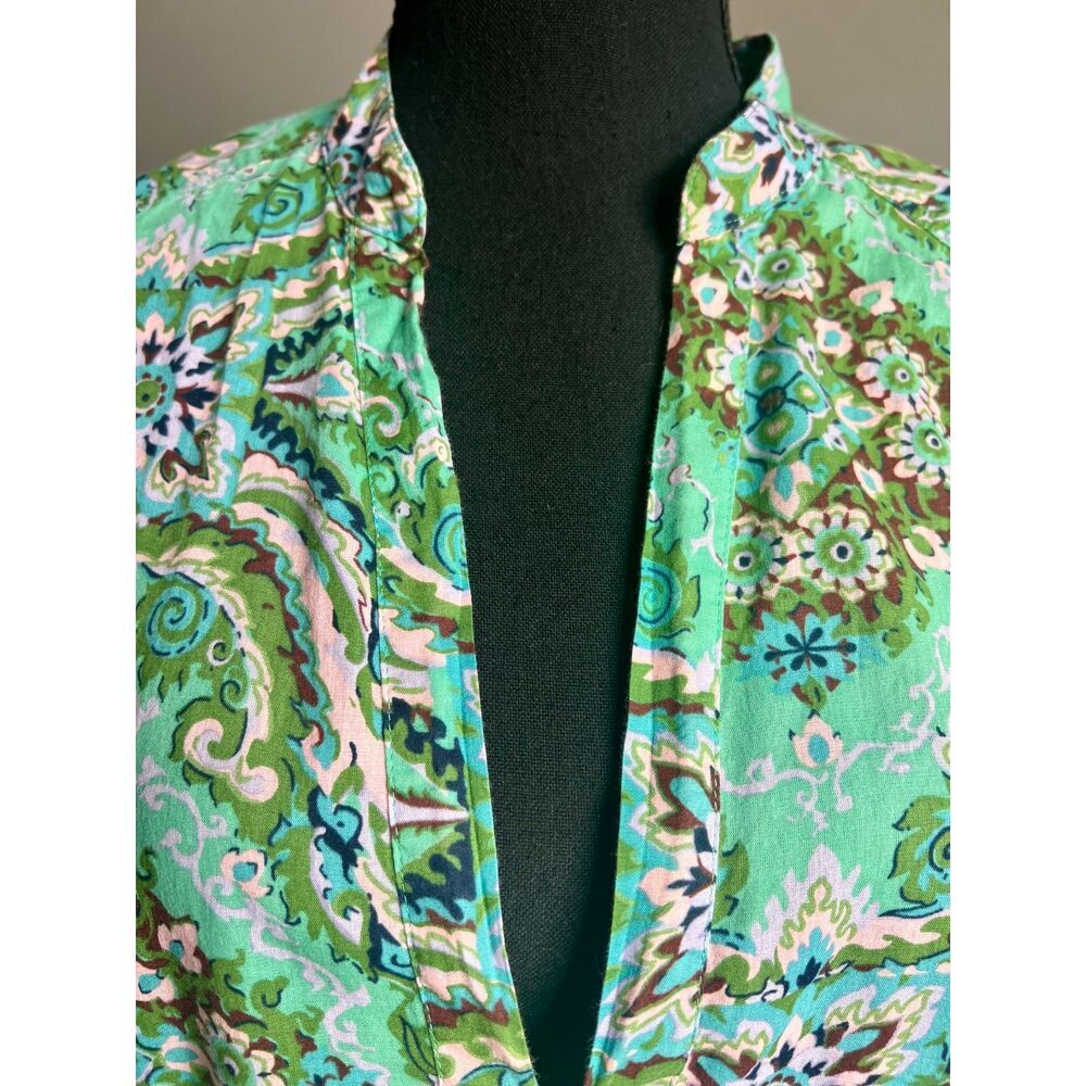 Woman’s J. Crew Floral/Geometric Dress or Tunic or Cover Up in Green Multicolor - Picture 5 of 8